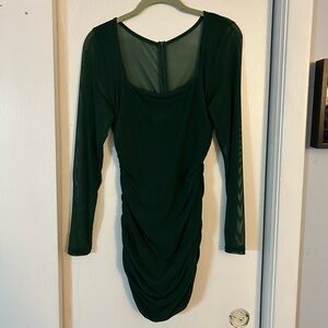 Elegant Green Long Sleeve Dress
